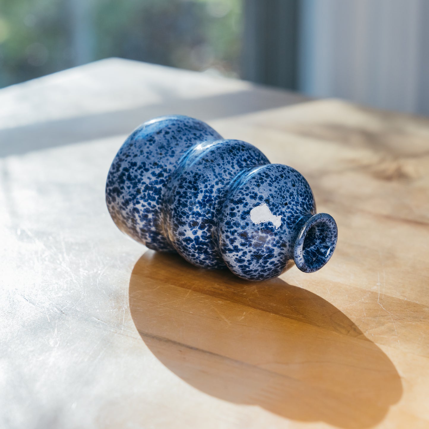 Speckled Blue Bubble Bud Vase