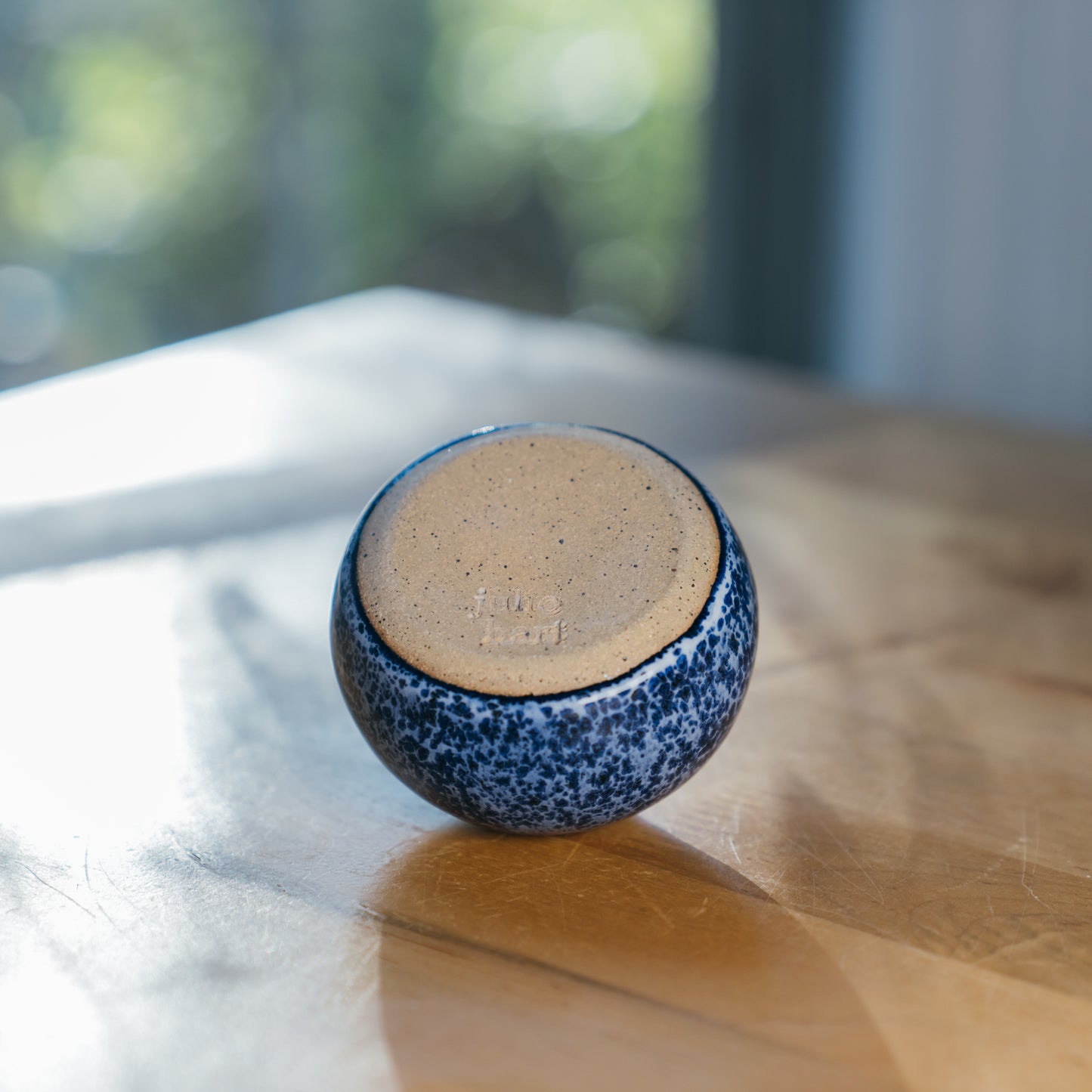 Speckled Blue Round Bud Vase