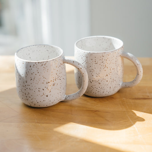 Classic White Round Mugs (Set of 2)