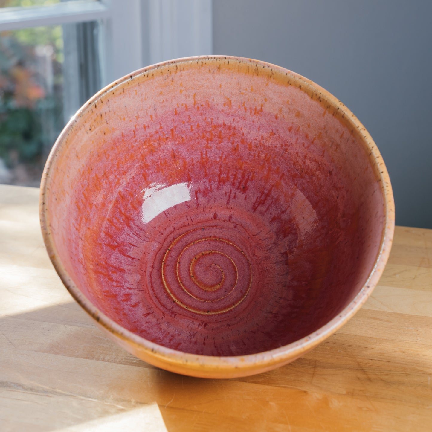 Large Orange Sherbet Serving Bowl