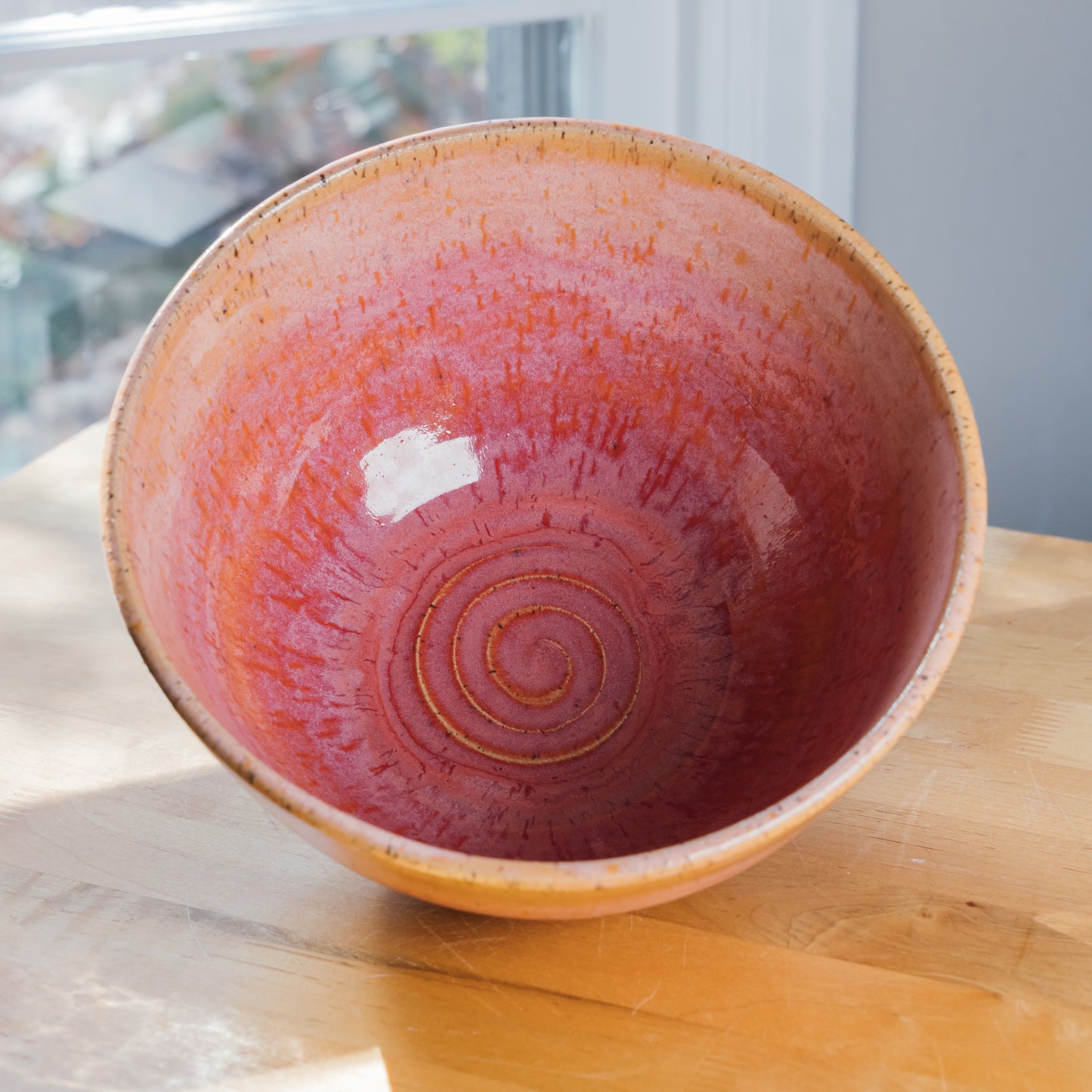 Large Orange Sherbet Serving Bowl