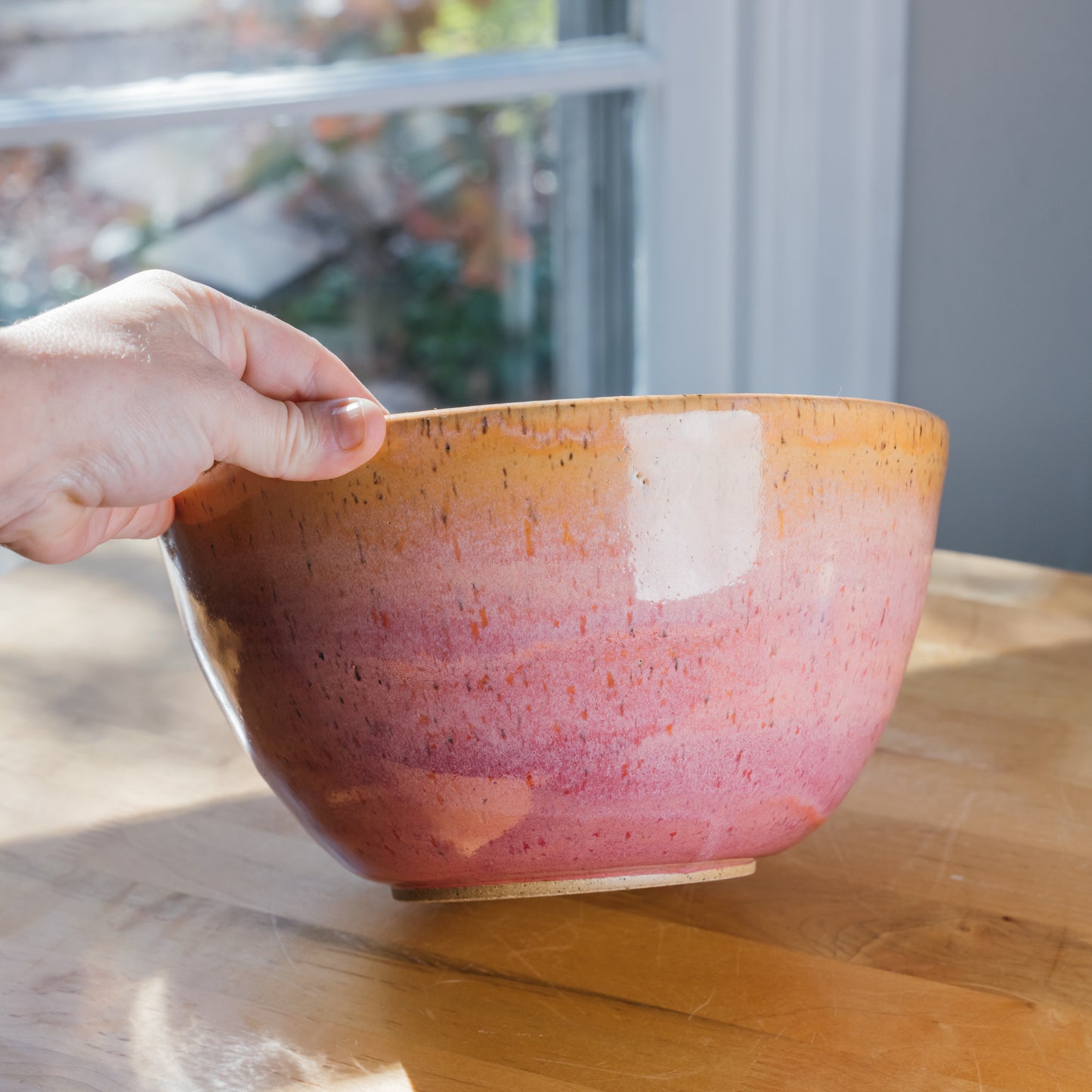 Large Orange Sherbet Serving Bowl