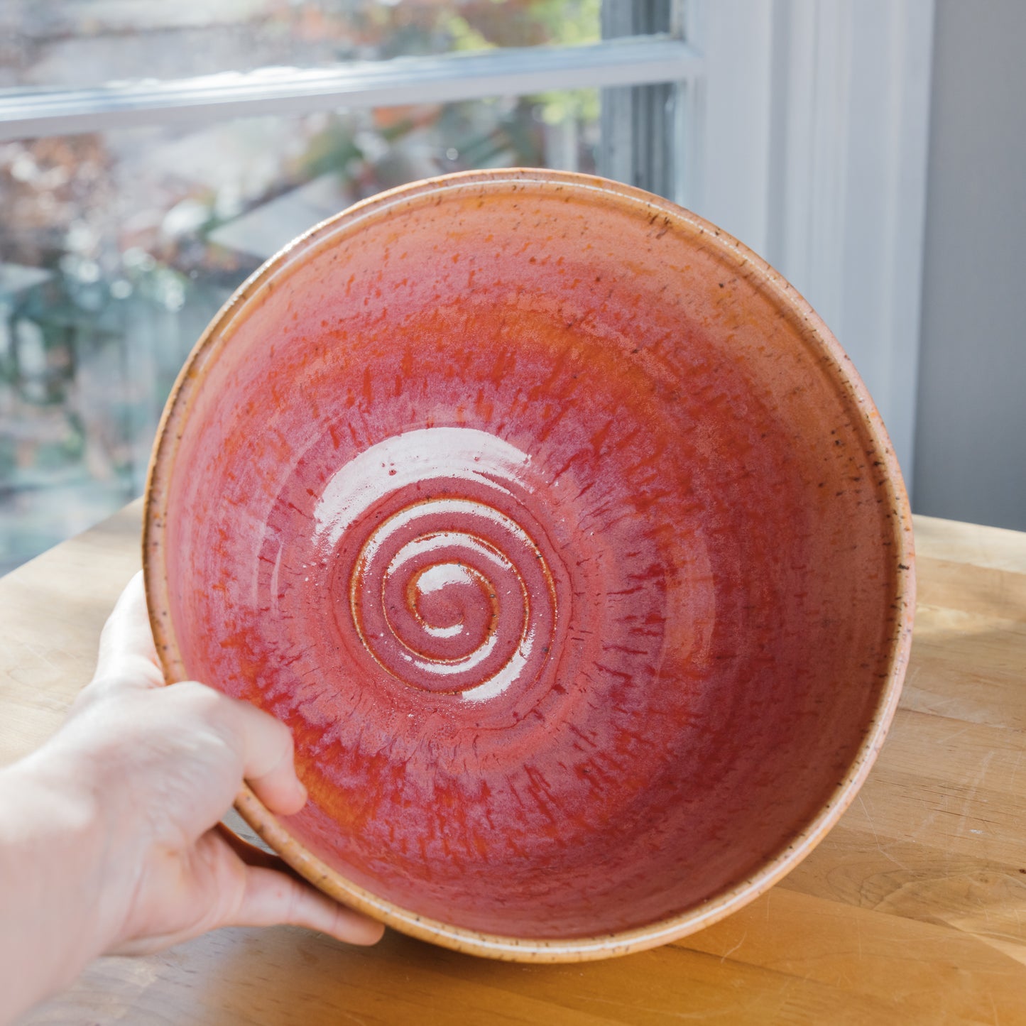 Large Orange Sherbet Serving Bowl