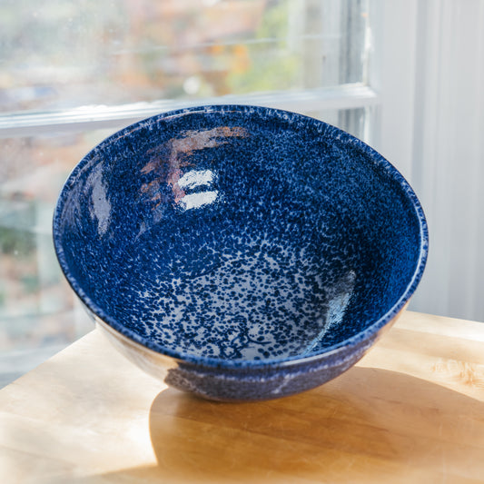 Large Speckled Blue Serving Bowl