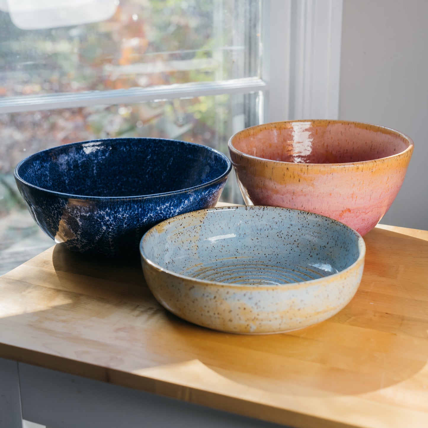 Large Speckled Blue Serving Bowl